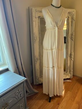 Promesa Lace Trim Ivory boho maxi size Large